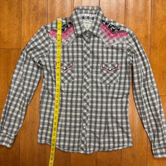 Panhandle Rough Stock Women Shirt Sz S Pearl Snap Embroider Texas Cowgirl Rodeo - Picture 11 of 13